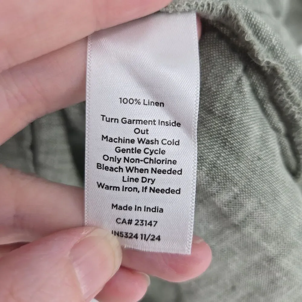 Haven Well Within Green Linen Boxy Blouse Boho Artsy Minimalist Large - Picture 4 of 5